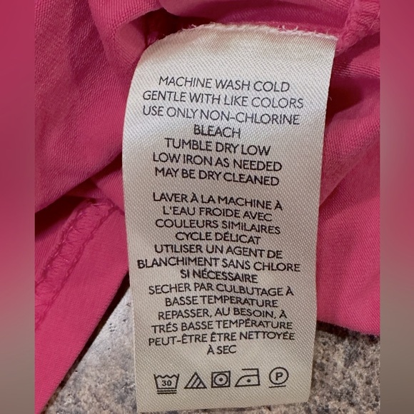 Pilcro Varsity Polo Top Size Small Pink Sleeveless Partial Button Up Pullover - Picture 7 of 15